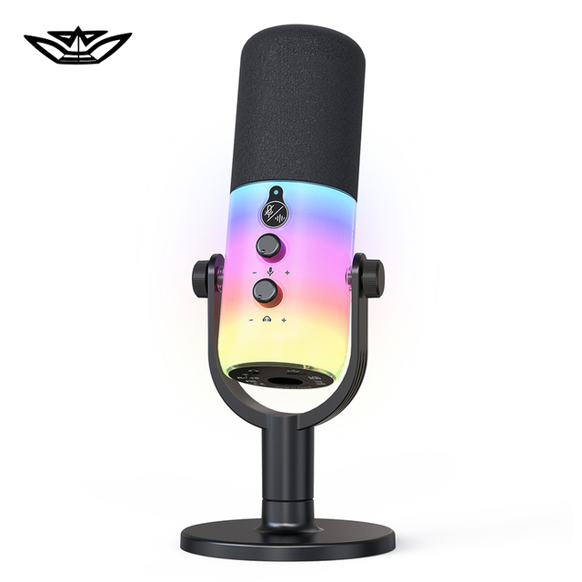 NEW Dynamic USB Type-C XLR Metal Cardioid Gaming Microphone RGB Lighting Noise Cancelling Light-weight Desktop Professional