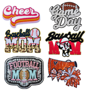 Certified Factory Cheer Sequin Embroidery Patch Sport Style <b>Iron</b> On Football Club Brand Logo Custom Chenille Patch - Product Image 5