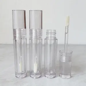 JIE MEI paketi adedi 100 adet silindir tüm temizle şeffaf PETG 3.5ML dudak parlatıcısı değnek tüp yuvarlak düz fırça ile dudak yağı şişe