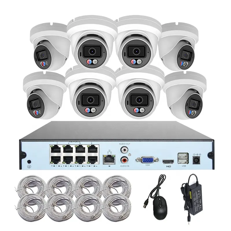 Best 4K 8CH PoE NVR Kit Two Way Audio Full Color IP66 8pcs Active Deterrence Outdoor Indoor 8MP Security Camera System