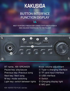 Altavoz <span class=keywords><strong>Karaoke</strong></span> KAKUSIGA con Luz LED de Llama, Altavoz Inalámbrico para Fiestas, Altavoz de Gran Potencia para Exteriores - Product Image 4