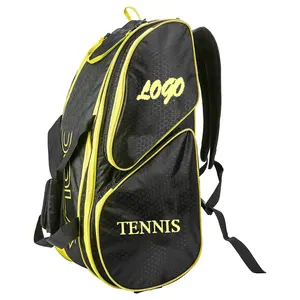 定制标志防水运动包网球行李袋带7个球拍容量壁球运动器材背包泡菜球包