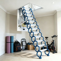 Escalier de grenier motorisé dissimulé moderne, escabeau électrique escamotable pour économiser de l'espace dans les espaces de vie