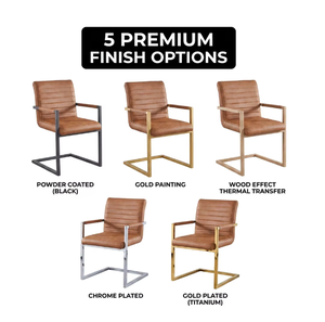 Fauteuils de salle à manger en PU pour salon, avec pieds en tube métallique, revêtement en cuir poudré, fauteuils d'accueil pour réunions et cuisine, vente directe usine - Product Image 1
