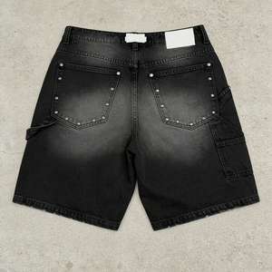 Shorts en <span class=keywords><strong>jean</strong></span> délavé vintage Y2K pour <span class=keywords><strong>homme</strong></span>, coupe décontractée, style baggy, personnalisable, effet usé - Product Image 3