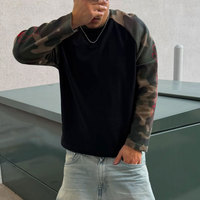 T-shirt décontracté personnalisé pour homme, camouflage, manches raglan, gaufré épais 300g, thermique, manches longues, écologique, respirant