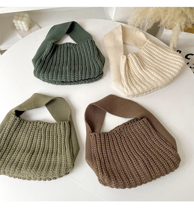 Bolso de Hilo de Lana de Punto Simple, Bolso Pequeño de <span class=keywords><strong>Ganchillo</strong></span> Reciclado, Bolso de Compras Informal para Niño, Coreano, Otoño e <span class=keywords><strong>Invierno</strong></span> - Product Image 5