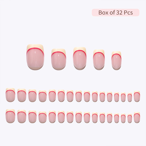 CPNP Beauty Product Short French Square Reusable Fake False Nails Set Wholesale Soft Gel French Tip Press on Nails with Glue - Product Image 3