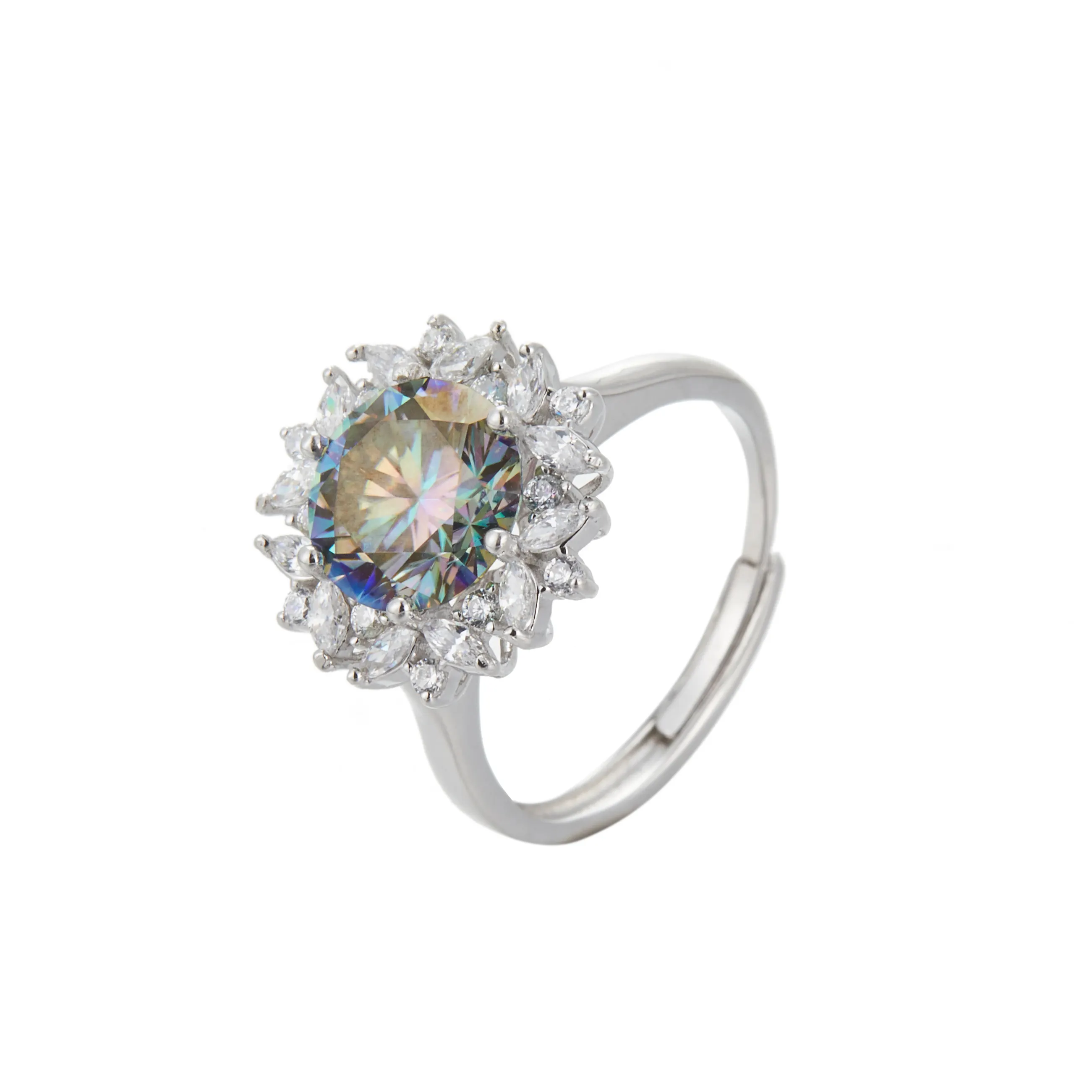 925 Sterling Silver Rings Vintage Sun Flower Bands 3 Carat Moissanite Diamond Rings For Mother's Day