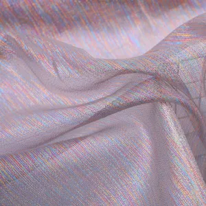 Wholesale Party Decorative Metallic Texture Organza Mesh Tulle Fabric Bright Color Polyester Organza Tulle