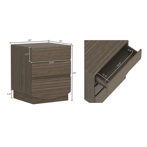 Nightstand In <b>Walnut</b> Wood Storage Unit For Bedroom Furniture - Product Image 3