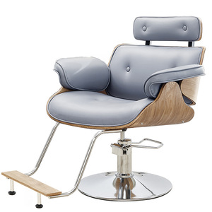Chaise de barbier portable de haute qualité et durable, mobilier de salon, structure en bois, siège en cuir, hauteur réglable, rotation, pompe hydraulique - Product Image 1