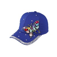 Casquette de baseball en jean ornée de strass faits main, casquette de baseball colorée avec strass papillon, chapeau de protection solaire