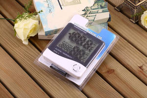 HT C-1 디지털 온도 습도 측정기 실내 LCD 전자 온도계 습도계 기상 관측소 알람 시계 - Product Image 2