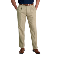 Pantalon habillé pour homme Cool 18 Pro à plis sur le devant, taille extensible discrète – Tailles régulières et grandes tailles, couleur beige, 38W X 32L, 100% Polyester