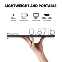 Moniteur portable SIBOLAN 12,2 pouces 2K HD IPS avec support VESA, double haut-parleurs intégrés, écran professionnel noir, USB Type-C 60Hz
