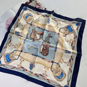 Nuovo arrivo sciarpa quadrata di pura <span class=keywords><strong>seta</strong></span> 100% di lusso con stampa personalizzata stile Vintage 53cm sciarpe estive rosse da donna all'ingrosso - Product Image 2