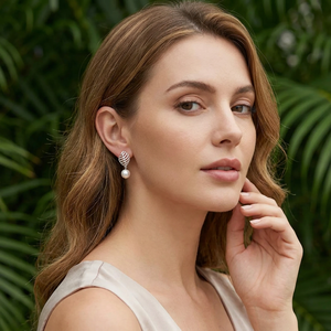 Boucles d'oreilles pendantes en perles d'eau douce naturelles, argent sterling 925, bijoux en perles faits à la main, fournisseur en gros - Product Image 5