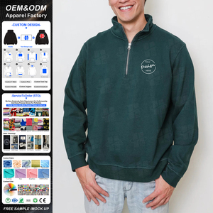 Felpe da <span class=keywords><strong>Uomo</strong></span> Personalizzate Premium con Zip 1/4, <span class=keywords><strong>Verde</strong></span>, 450gsm Cotone Anti-pilling, Lavaggio Acido - Product Image 1