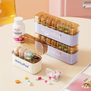 Boîte de rangement pour pilules de bien-être, organisateur de médicaments portable hebdomadaire pour 7 jours avec compartiments pour rappel quotidien des médicaments - Product Image 2