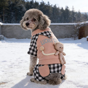 Novo Casaco Clássico de Poliéster Leve para Cães <span class=keywords><strong>2026</strong></span> com Interior de Fleece Coral e Decorações de Urso - Roupa Externa Fofa para Pets - Product Image 5