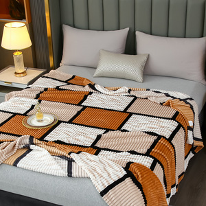 Couverture décorative de luxe japonaise <span class=keywords><strong>et</strong></span> coréenne, brodée, écologique, moderne, toutes saisons, pour canapé <span class=keywords><strong>et</strong></span> lit, motif écossais rayé, collection automne - Product Image 4