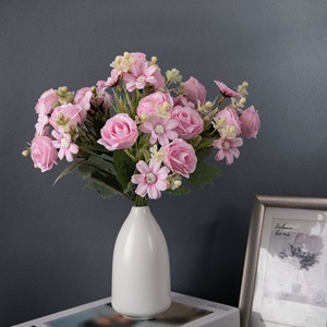 ช่อดอกกุหลาบประดิษฐ์ CallaFloral สีชมพู ทำจากโพลีเอสเตอร์ สำหรับตกแต่งภายในงานแต่งงานและงานฝีมือ - Product Image 1