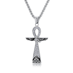 yunnique fashionistas' trendy ancient Egyptian Anka cross <b>titanium</b> steel necklace for men, a niche and unique penda - Product Image 5