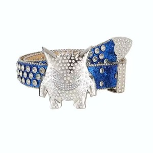 Ceinture Hip-Hop en Alliage Style Européen et Américain, Ceinture Western avec Strass Monstres, Ceinture en Cuir Cristal pour Hommes et Femmes, Ceinture Bb <span class=keywords><strong>Simon</strong></span> - Product Image 2