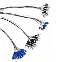 Kit de pigtail optique 10G OM3 multimode 12 fibres, coloré, 50/125µm, en bouquet, avec connecteurs LC SC ST FC sélectionnables, pour ODF