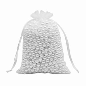 Sacs en organza transparents avec logo personnalisé imprimé, cordon de serrage, perles, emballage cadeau pour bijoux, pochette en maille - Product Image 5