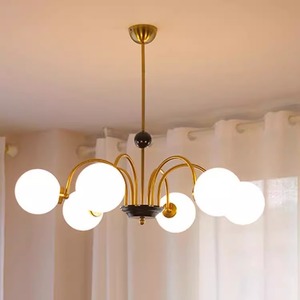 Lustre rétro français à LED, lampe de plafond ronde noire à tête unique pour salon, chambre à coucher, style vintage, design Ins - Product Image 3