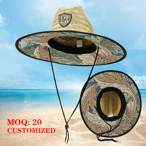 Cappelli di Paglia da Bagnino da Spiaggia all'Ingrosso, Cappelli Estivi da Uomo in Paglia da Bagnino, Cappelli da Pesca Personalizzabili con Logo, Cappello di Paglia da Spiaggia - Product Image 1