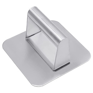 Prensa para Hamburguesas Redonda Antiadherente de Acero Inoxidable con Mango de Madera - Product Image 3