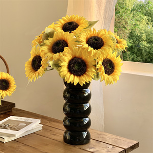 Qingyu Chronicle – Bouquet de fleurs artificielles en soie, tournesols en vase, pour décoration de mariage, maison et extérieur - Product Image 2