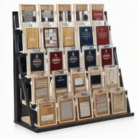 Étagère de présentation en bois pour comptoir, présentoir multi-niveaux pour cartes avec supports transparents pour magasin