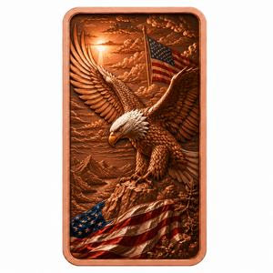 Vente en gros de barres de cuivre fin .999 de 1 once avec relief 3D d'aigle <span class=keywords><strong>chauve</strong></span> et drapeau américain, paysage patriotique américain, lingot de cuivre commémoratif - Product Image 1
