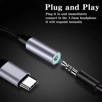 Câble USB C en alliage d'aluminium tressé en nylon, adaptateur audio numérique IC USB C vers 3,5 mm pour écouteurs, convertisseur de câble pour écouteurs