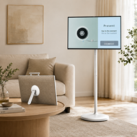 TV Pintar Layar Sentuh Portabel 24 27 Inci dengan Roda, Android 13, HDMI, USB untuk Kamar Tidur dan Kantor