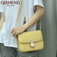 Nouveau Sac à Main de Luxe en Cuir Véritable pour Femme, Sac Bandoulière Carré avec Fermoir, Sac à l'Épaule Portable Personnalisé à Ouverture Facile