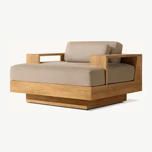 Modern lüks arka bahçe doğal tik mobilya koltuk takımı otel açık katı tik ağacı mobilya bahçe kanepeler