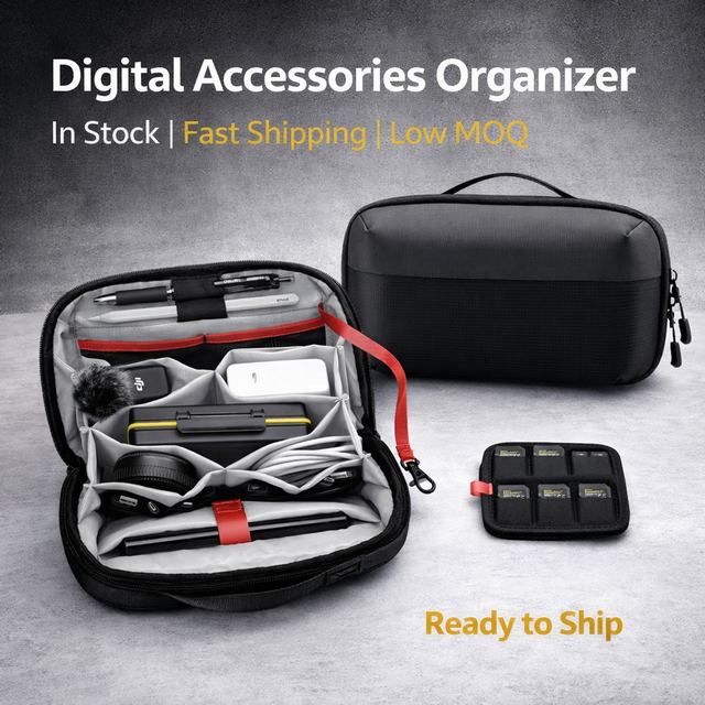 Portable Double Layers Digital Accessory Tech Pouch Electronic Organizer Travel Electronic Accessories Case Storage Bag