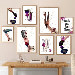 Peluquería, peluquería, esteticista, cuadro sobre lienzo <span class=keywords><strong>para</strong></span> pared <span class=keywords><strong>de</strong></span> uñas, carteles nórdicos e impresiones, cuadros <span class=keywords><strong>de</strong></span> pared <span class=keywords><strong>para</strong></span> decoración <span class=keywords><strong>de</strong></span> salón <span class=keywords><strong>de</strong></span> belleza - Product Image 3