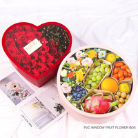 Grosir Logo Kustom Bulat Persegi Berbentuk Hati Mewah Hadiah Hari Valentine Kemasan Kotak Bunga Buah dengan Jendela Terbuka