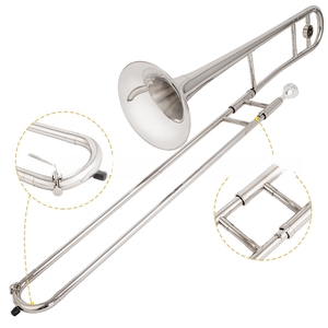 <span class=keywords><strong>Instrument</strong></span> de <span class=keywords><strong>trombone</strong></span> alto EB ton nickelé argent de bonne qualité OEM avec accessoires pour débutant - Product Image 3