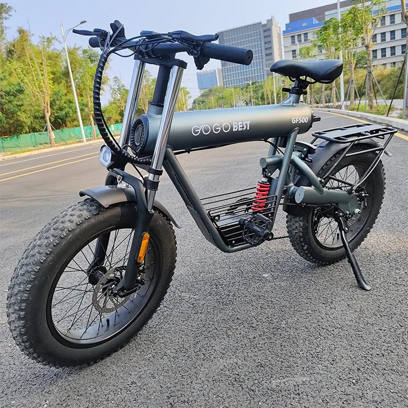 48V 750W 20 inç 4.0 iri tekerli elektrikli bisiklet pil 7 hız 45km/saat alüminyum alaşımlı çerçeve GF500 Ebike elektrikli dağ bisikleti