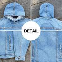 Sweat-shirt en jean vintage personnalisé bleu clair délavé, coupe ample et épaisse, pour homme