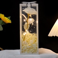 Rose LED scintillante faite à la main dans un coffret cadeau en PVC, rose éternelle de 24 cm avec lumières féériques, cadeau romantique pour la Saint-Valentin pour elle