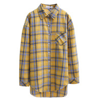 Nouvelle veste chemise à carreaux pour femme, collection Printemps-Automne, style universitaire, à manches longues, coupe ample, pour le bureau et les occasions décontractées, simple