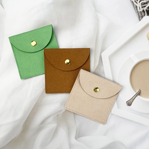 Mini pochette de luxe en faux daim souple, style enveloppe, avec bouton, pour bijoux, cadeaux de mariage, logo personnalisé imprimé, petite taille - Product Image 1
